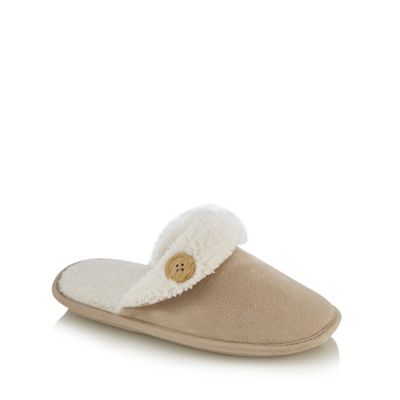 Natural sherpa lined mule slippers